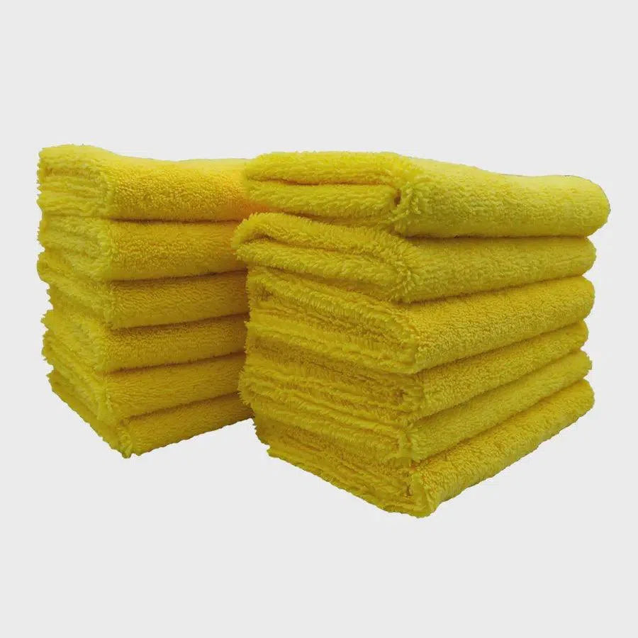 3D 400 GSM Premium Edgeless Microfiber Towels 12 Pack (Yellow)