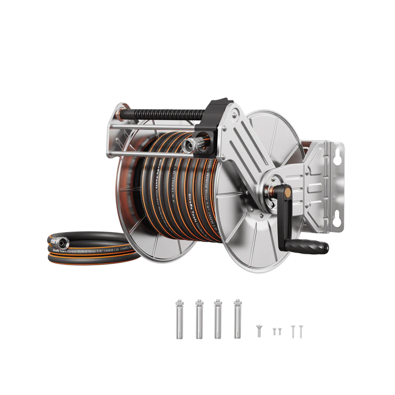 Giraffe Tools Wall Mounted Hose Reel & 100ft Hose